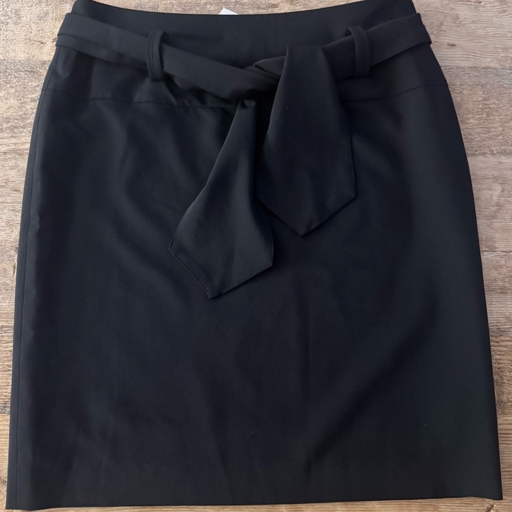 NWT Patrick Mendes Black Pencil Skirt with Tie Accent Size 40